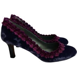 Javier Simorra Purple Velvet Heels Shoes Women's Size 39/8.5